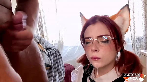 Deep Sloppy Blowjob from Sweetie Fox in Uniform - Cum on Glasses